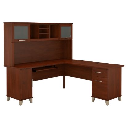 Picture of Bush Furniture Somerset L Shaped Desk With Hutch, 72inW, Hansen Cherry, Standard Delivery