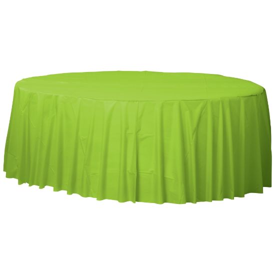 Picture of Amscan 77017 Solid Round Plastic Table Covers, 84in, Kiwi Green, Pack Of 6 Covers