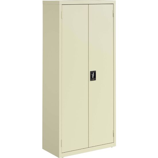 Picture of Lorell Fortress Series Slimline Storage Cabinet - 30in x 15in x 66in - 4 x Shelf(ves) - 720 lb Load Capacity - Durable, Welded, Nonporous Surface, Recessed Handle, Removable Lock, Locking System - Putty - Baked Enamel - Steel - Recycled