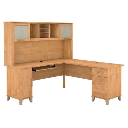 Picture of Bush Furniture Somerset L Shaped Desk With Hutch, 72inW, Maple Cross, Standard Delivery