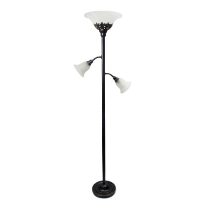 Picture of Elegant Designs 3-Light Floor Lamp, 71inH, Restoration Bronze/White