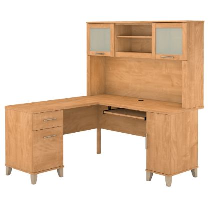 Picture of Bush Furniture Somerset L Shaped Desk With Hutch, 60inW, Maple Cross, Standard Delivery