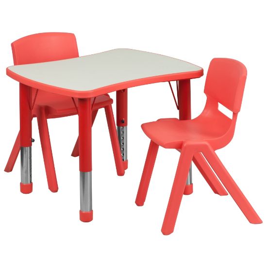 Picture of Flash Furniture Rectangular Height-Adjustable Activity Table Set With 2 Chairs, 23-1/2inH x 21-7/8inW x 26-5/8inD, Red