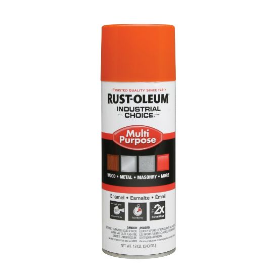 Picture of Rust-Oleum Industrial Choice 1600 System Multi-Purpose Enamel Spray Paint, 12 Oz, Gloss Safety Orange, Case Of 6 Cans