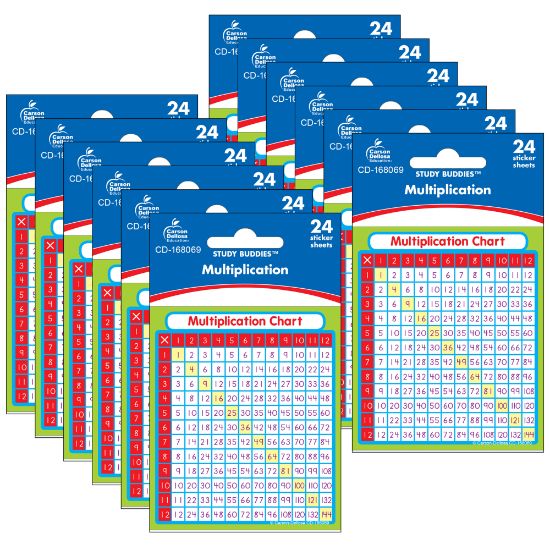 Picture of Carson Dellosa Education Sticker Pack, Multiplication, 24 Stickers Per Pack, Set Of 12 Packs