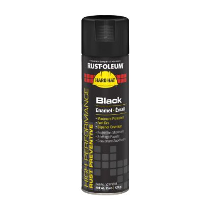 Picture of Rust-Oleum Hard Hat High Performance V2100 System Rust Preventive Enamel Spray Paint, 15 Oz, Gloss Black, Case Of 6 Cans