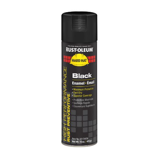 Picture of Rust-Oleum Hard Hat High Performance V2100 System Rust Preventive Enamel Spray Paint, 15 Oz, Gloss Black, Case Of 6 Cans