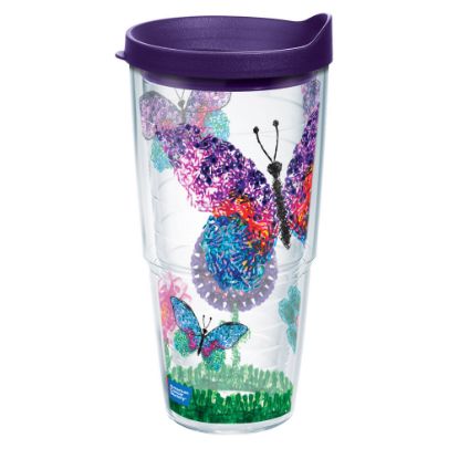 Picture of Tervis American Cancer Society Butterflies Tumbler With Lid, 24 Oz, Clear