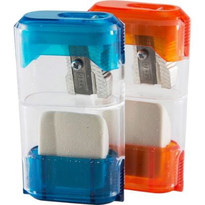 Picture of Baumgartens Trap Door Single-Hole Pencil Sharpener With Eraser, Assorted Colors