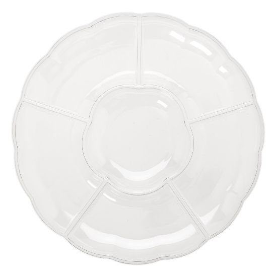 Picture of Amscan Scalloped Sectional Chip N Dip Trays, 16in, Clear, Pack Of 3 Trays