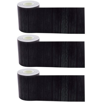 Picture of Teacher Created Resources Straight Rolled Border Trim, Black Wood, 50' Per Roll, Pack Of 3 Rolls