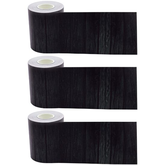 Picture of Teacher Created Resources Straight Rolled Border Trim, Black Wood, 50' Per Roll, Pack Of 3 Rolls