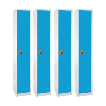 Picture of Alpine AdirOffice 1-Tier Steel Lockers, 72inH x 12inW x 12inD, Blue, Pack Of 4 Lockers