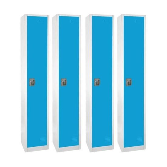 Picture of Alpine AdirOffice 1-Tier Steel Lockers, 72inH x 12inW x 12inD, Blue, Pack Of 4 Lockers