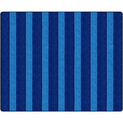 Picture of Flagship Carpets Basketweave Stripes Classroom Rug, 10 1/2ft x 13 3/16ft, Blue