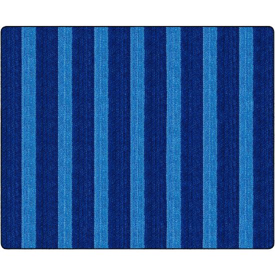 Picture of Flagship Carpets Basketweave Stripes Classroom Rug, 10 1/2ft x 13 3/16ft, Blue