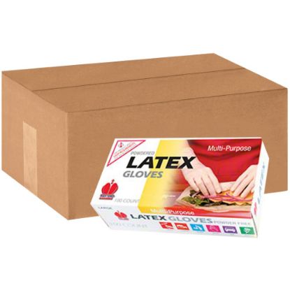 Picture of Goldmax Disposable Powder-Free Latex Gloves, Large, Natural, 100 Per Pack, Case Of 10 Packs