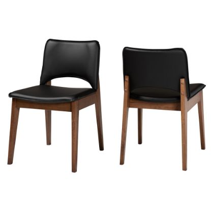 Picture of Baxton Studio Afton Dining Chairs, Black/Walnut Brown, Set Of 2 Chairs