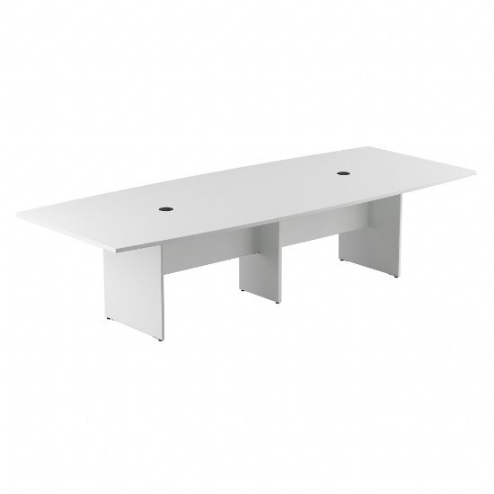 Picture of Bush Business Furniture 120inW x 48inD Boat-Shaped Conference Table With Wood Base, White, Standard Delivery