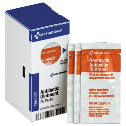 Picture of First Aid Only Antibiotic Ointment Refill For SmartCompliance General Business Cabinets, 0.03 Oz, Box Of 20 Packets