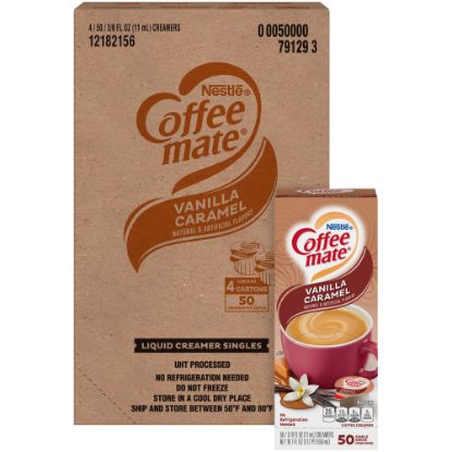 Picture of Coffee mate Vanilla Caramel Flavor Liquid Creamer Singles - Vanilla Caramel Flavor - 0.38 fl oz (11 mL) - 4/Carton - 50 Per Box - 200 Serving