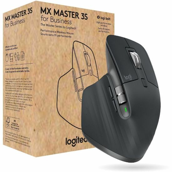 Picture of Logitech MX Master 3S for Business - Full-size Mouse - Darkfield - Wireless - Bluetooth - Rechargeable - Graphite - USB Type A - 8000 dpi - Scroll Wheel - 7 Button(s) - Right-handed