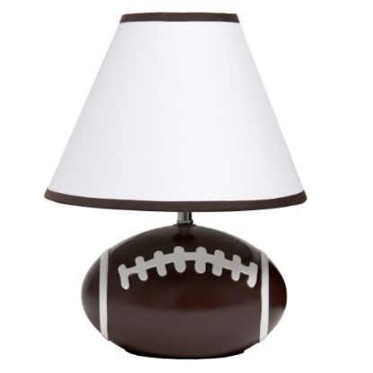 Picture of Simple Designs SportsLite Football Base Table Lamp, 11-1/2inH, White/Brown