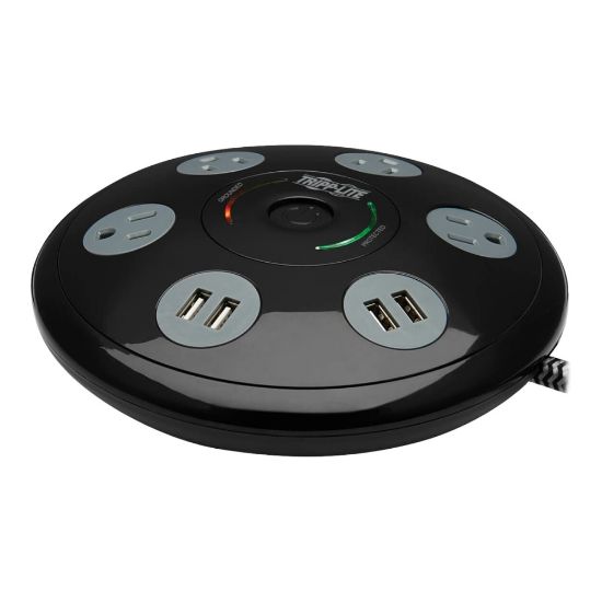 Picture of Tripp Lite Conference Power Surge Protector - 4 NEMA 5-15R Outlets, 4 USB-A Ports, 6 ft. Cord, Black - Surge protector - AC 120 V - 1800 Watt - output connectors: 8 - 6 ft cord - black