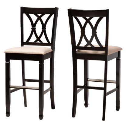 Picture of Baxton Studio Calista Bar Stools, Sand/Espresso Brown, Set Of 2 Stools