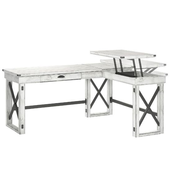 Picture of Ameriwood Home Wildwood 68inW L-Shaped Computer Desk With Lift Top, Distressed Whitewash