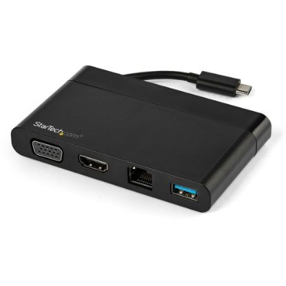 Picture of StarTech.com USB C Multiport Adapter with HDMI and VGA - Mac / Windows / Chrome - 4K - 1x USB-A Port - GbE - USB-C Adapter - Hideaway Cable - Turn your laptop into a portable workstation with this USB C multiport adapter with HDMI and VGA