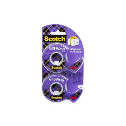 Picture of Scotch Satin Gift-Wrap Tape, 3/4in x 600in, Clear, Pack Of 2 Rolls