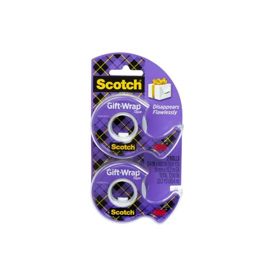 Picture of Scotch Satin Gift-Wrap Tape, 3/4in x 600in, Clear, Pack Of 2 Rolls