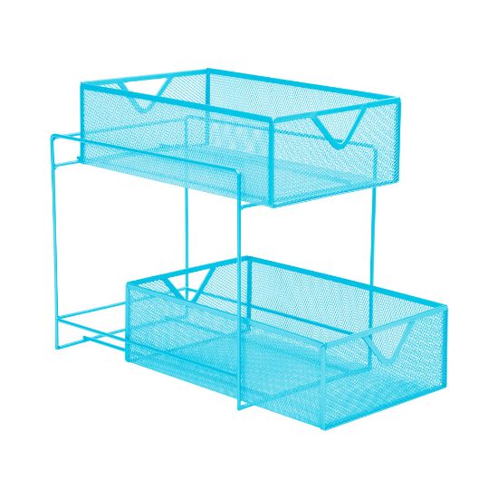 Picture of Mind Reader Metal Accessory Organizer Supply Storage, 12-1/2inH x 12-1/2inW x 8-1/4inL, Blue