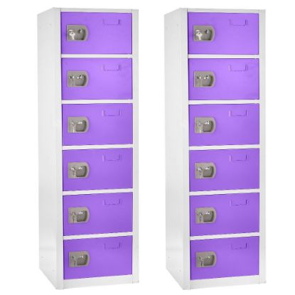 Picture of Alpine 6-Tier Steel Lockers, 72inH x 12inW x 12inD, Purple, Pack Of 2 Lockers