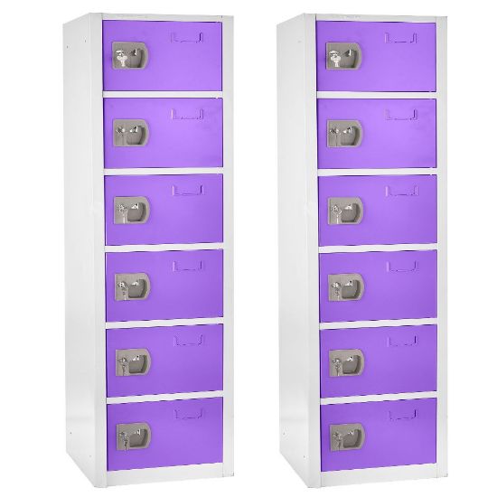 Picture of Alpine 6-Tier Steel Lockers, 72inH x 12inW x 12inD, Purple, Pack Of 2 Lockers