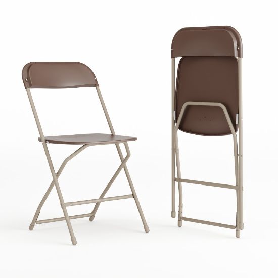 Picture of Flash Furniture Hercules Plastic Folding Chairs With 650-lb Capacity, Brown, Set Of 2 Chairs