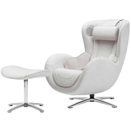 Picture of Nouhaus Classic Leather Massage Chair With Ottoman, Elder White