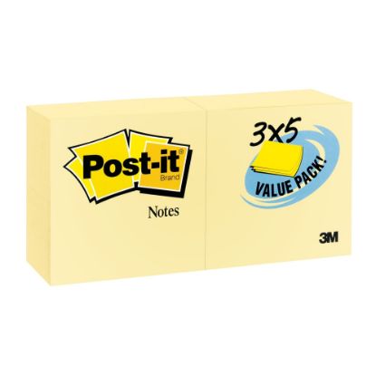 Picture of Post-it Notes, 3in x 5in, Canary Yellow, Pack Of 24 Pads