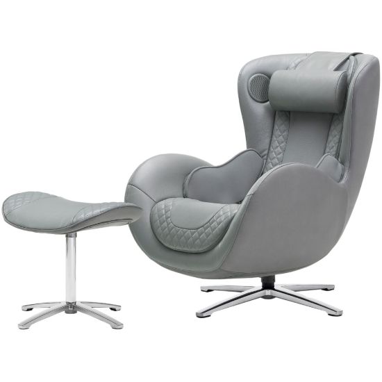 Picture of Nouhaus Classic Leather Massage Chair With Ottoman, Ash Gray