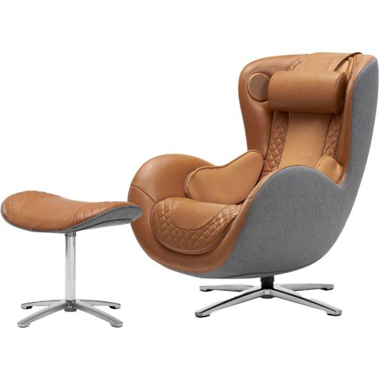 Picture of Nouhaus Classic Leather Massage Chair With Ottoman, Caramel