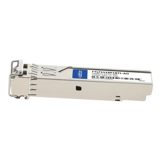 Picture of AddOn - SFP (mini-GBIC) transceiver module (equivalent to: Finisar FTLF1518P1BTL) - GigE - 1000Base-ZX - LC single-mode - up to 43.5 miles - 1550 nm - TAA Compliant