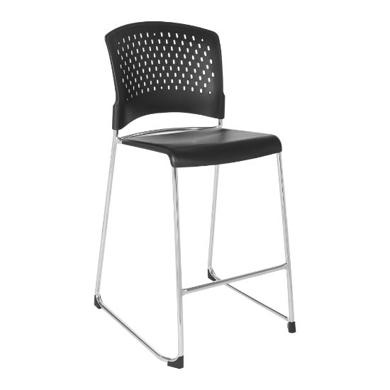 Picture of Office Star Tall Plastic Stacking Chairs, Black/Chrome, Set Of 2 Chairs