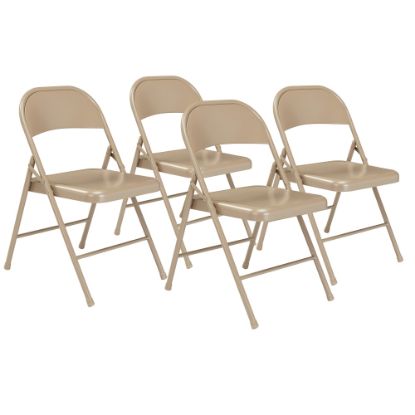 Picture of National Public Seating Commercialine 900 Series Steel Folding Chairs, Beige, Set Of 4 Chairs