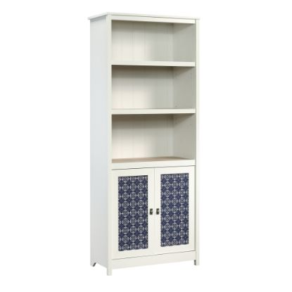 Picture of Sauder Cottage Road 72inH 5-Shelf Library With Doors, Soft White/Lintel Oak