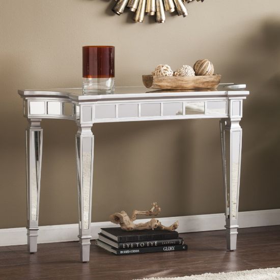 Picture of SEI Furniture Glenview Glam Mirrored Console Table, Rectangular, Matte Silver