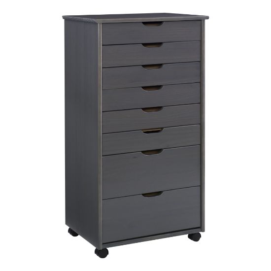 Picture of Linon Casimer 8-Drawer Rolling Home Office Storage Cart, Grey