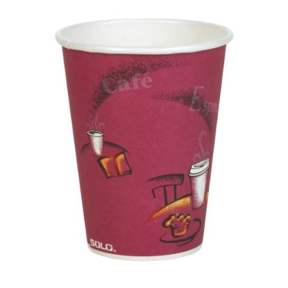 Picture of Solo Cup Paper Hot Cups, 12 Oz, Maroon, Carton Of 300 Cups