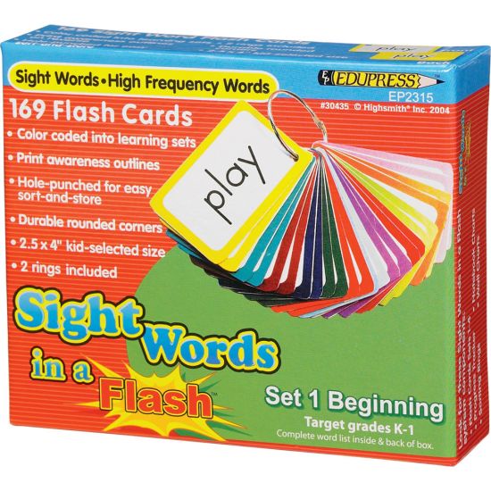 Picture of Edupress Sight Words In A Flash Learning System: Set 1, Beginning, Grade 1, Pack Of 169 Cards