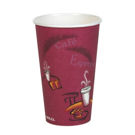 Picture of Solo Cup Paper Hot Cups, 16 Oz, Maroon, Carton Of 300 Cups